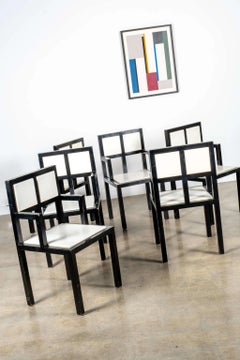 Lacquered Wood and Leather Dining Chairs, Set of 6 by Oswald Mathias Ungers