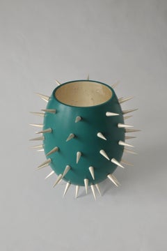 Lacquered Wood and White Gold Sculpture, Cactus