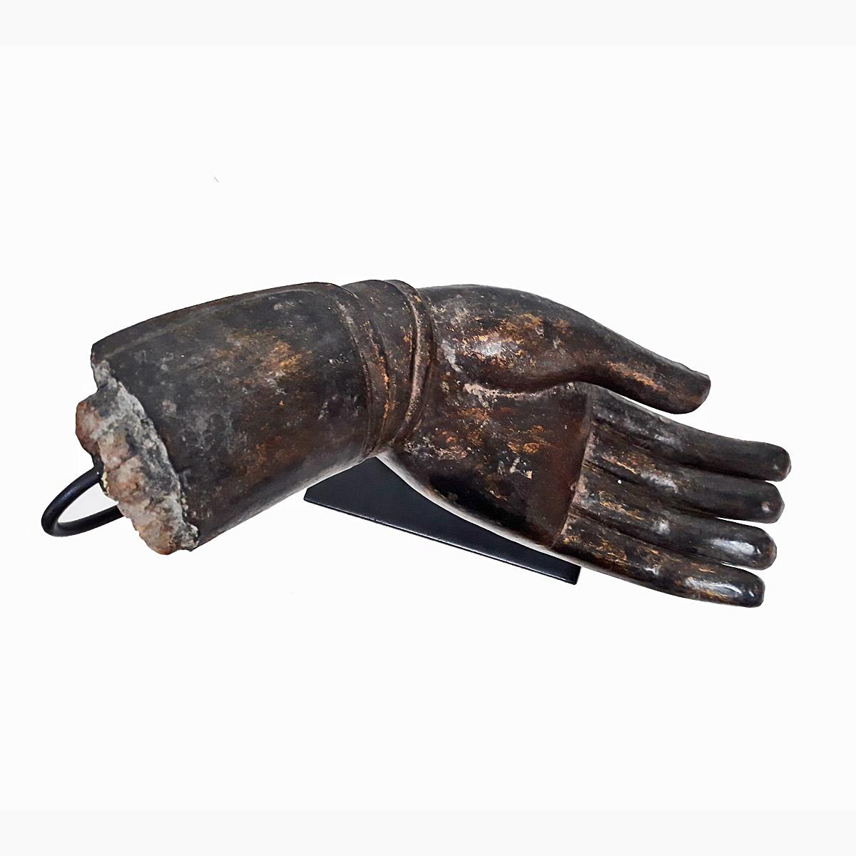 Lacquered Wood Buddha Hand, Early 20th Century In Good Condition In New York, NY