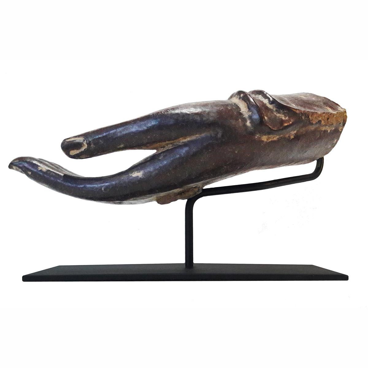 Lacquered Wood Buddha Hand, Early 20th Century In Good Condition In New York, NY