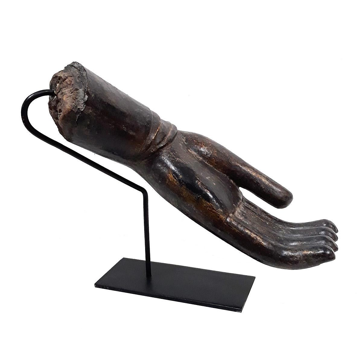 Lacquered Wood Buddha Hand, Early 20th Century 1