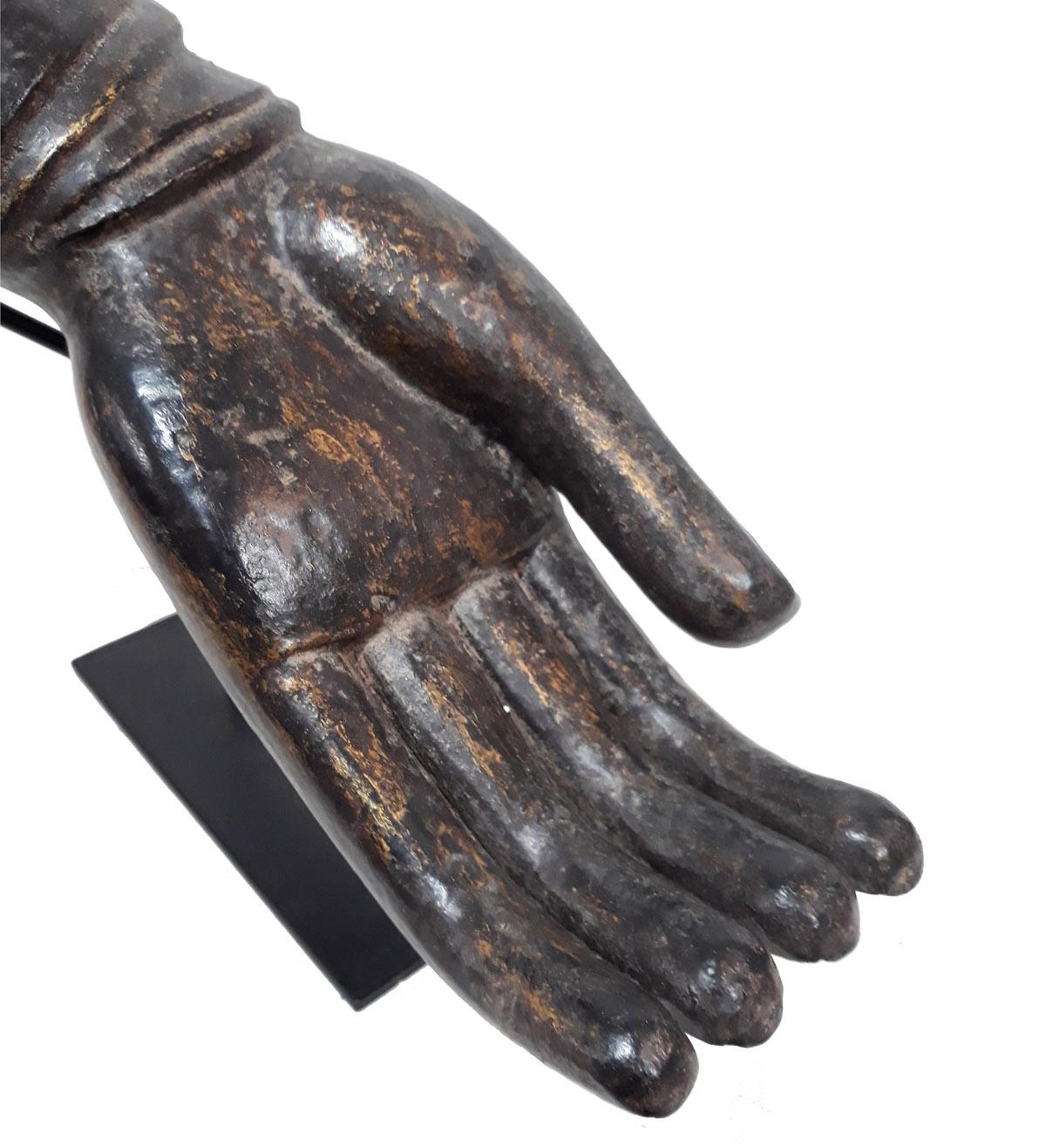 Lacquered Wood Buddha Hand, Early 20th Century 2
