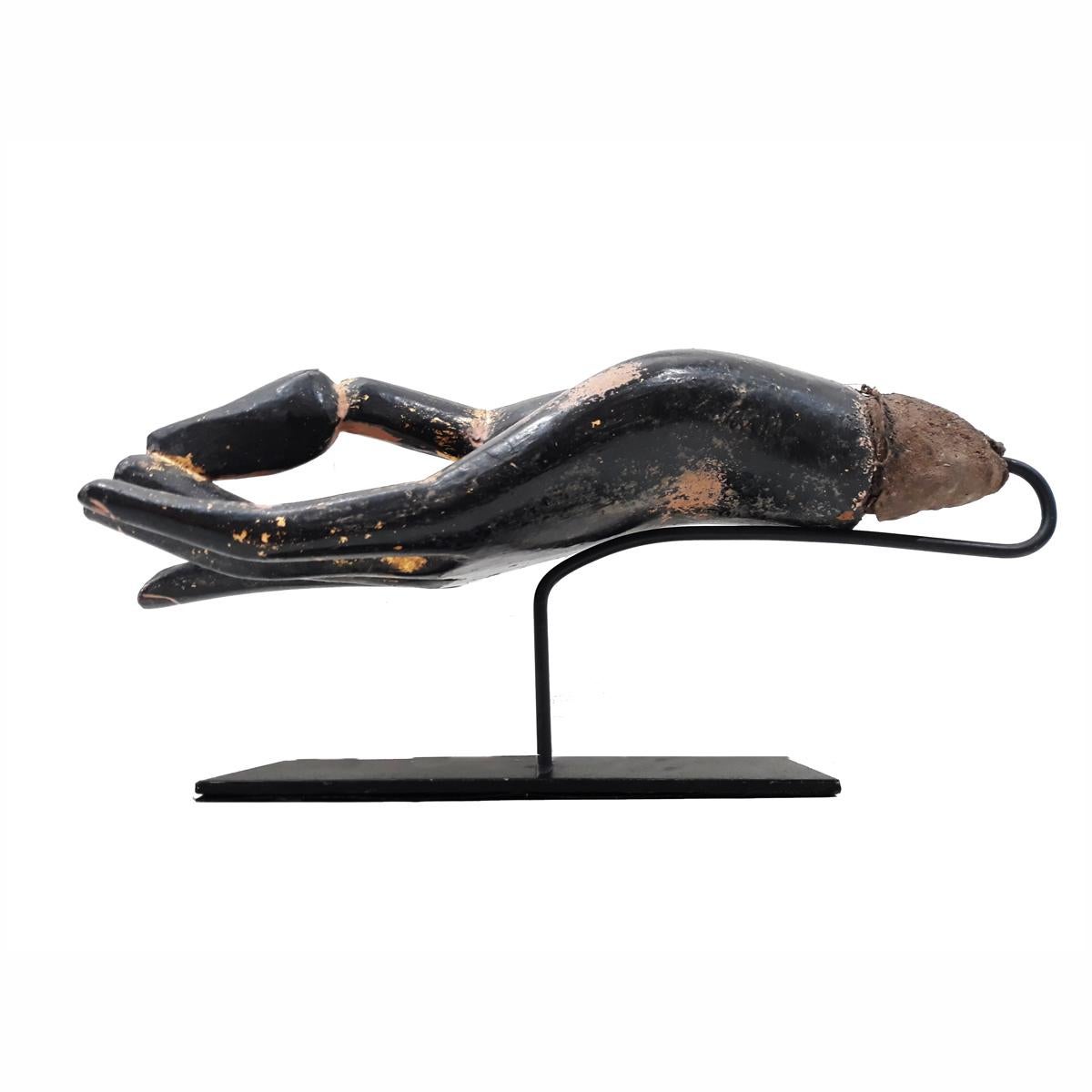 Lacquered Wood Buddha Hand, Early 20th Century 4