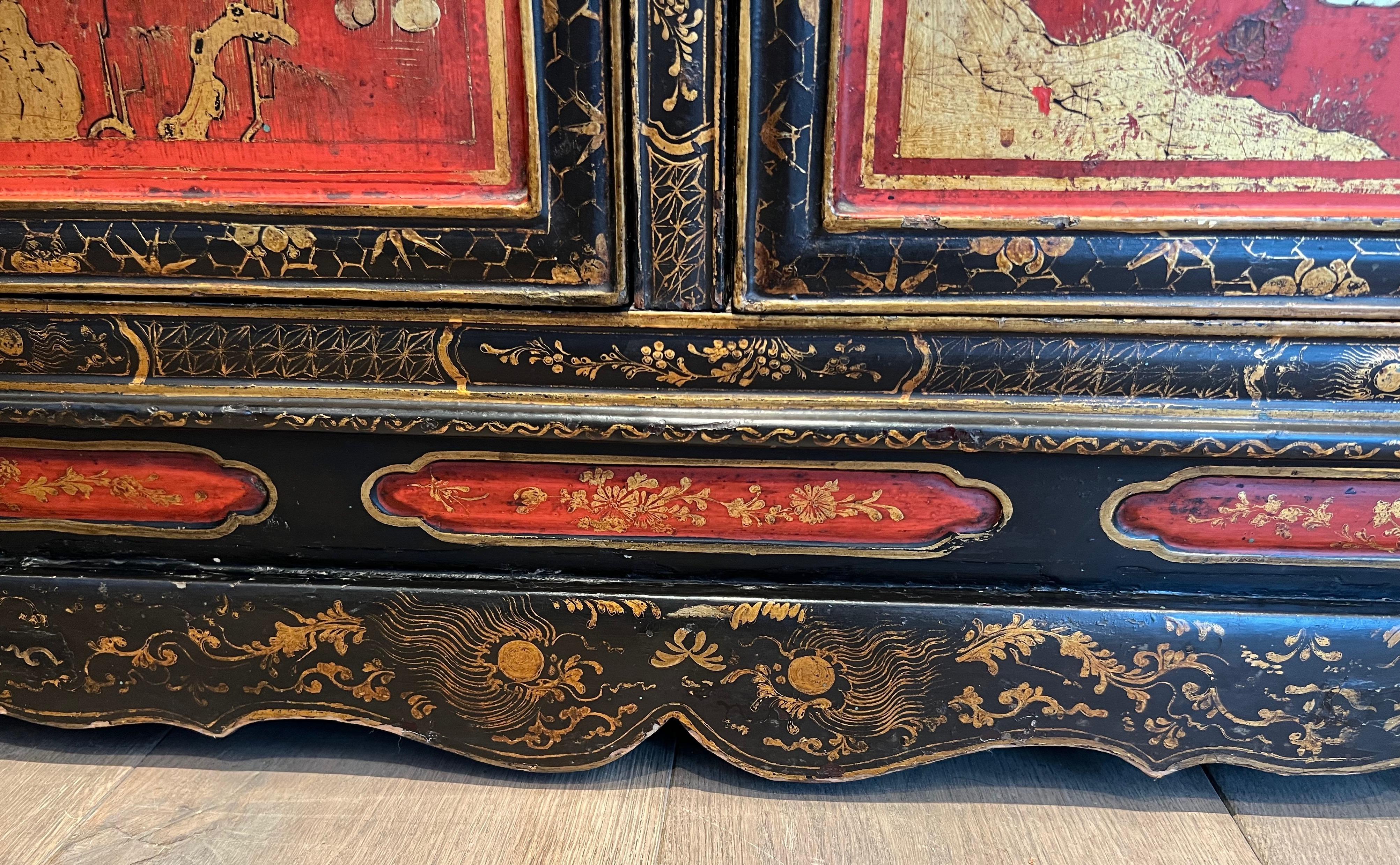 Lackiertes Wood Cabinet mit chinesischen Seen im Angebot 2