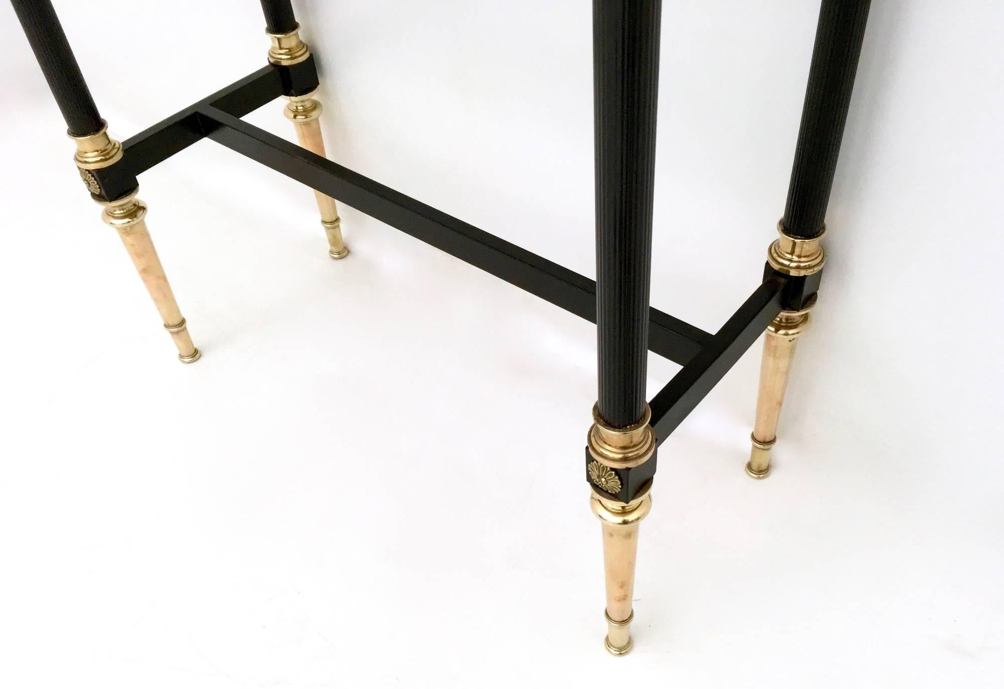 Lacquered Wood Console Table with Carrara Marble Top in Luigi XVI Style, 1950s 9