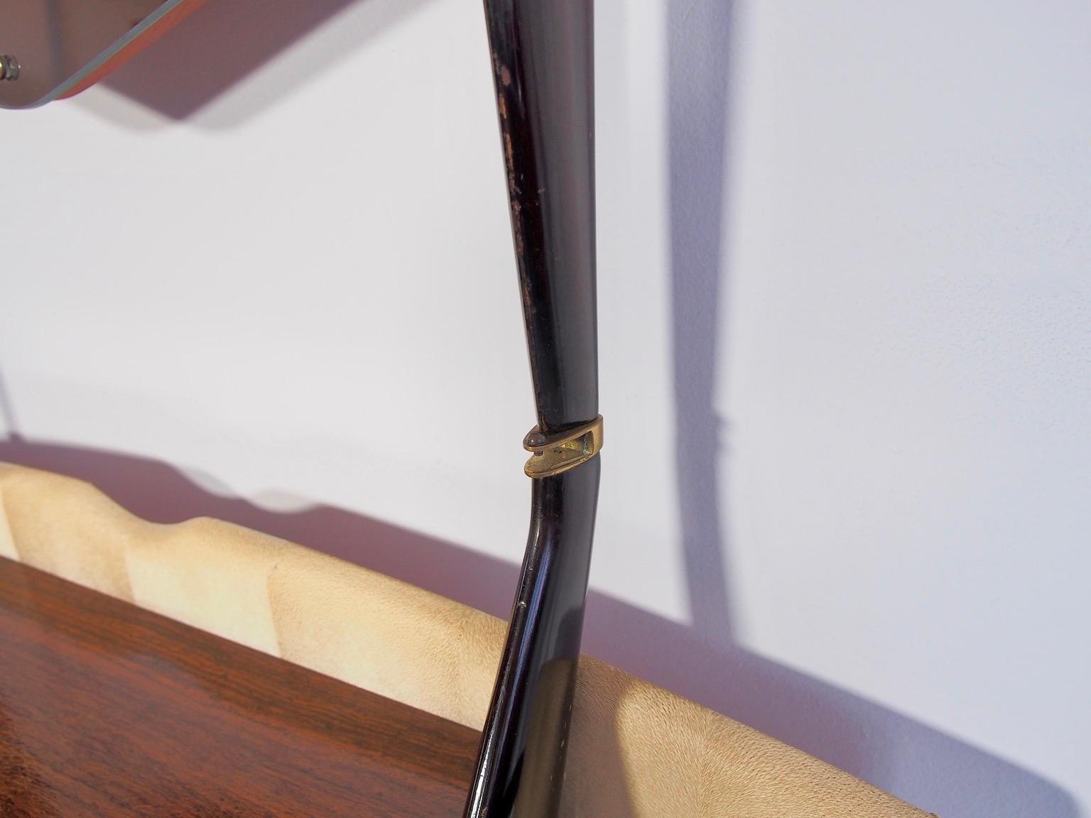 Lacquered Wood Console Table with Glass Top and Mirror For Sale 2