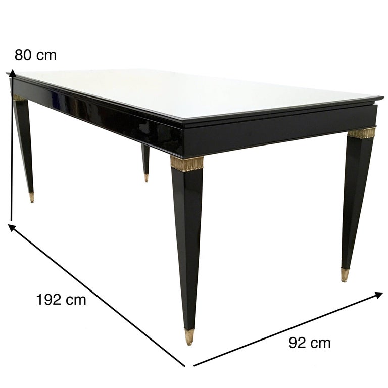 Lacquered Wood Dining Table By Paolo Buffa With Taupe Glass Top