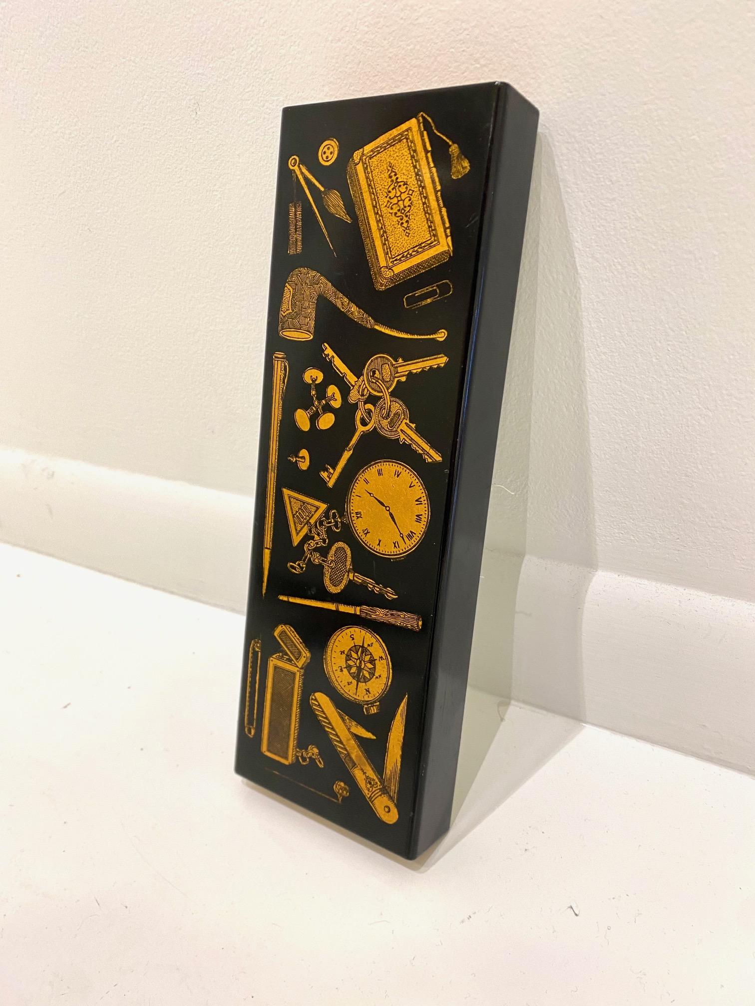 Mid-Century Modern Lithographie du transfert de boîtes Instruments en bois laqué de Piero Fornasetti