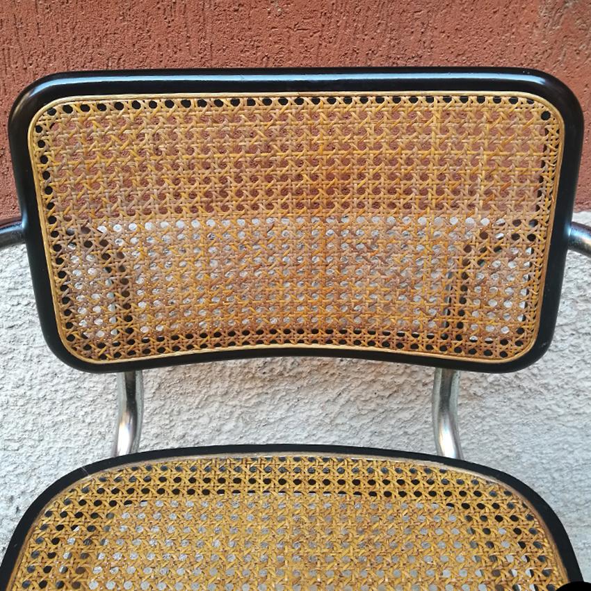 Lacquered Wood, Metal and Vienna Straw Chairs in the Style of Cesca Chair, 1970s In Good Condition In MIlano, IT