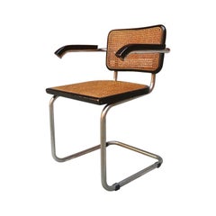 Chaises en bois laqué:: métal et paille de Vienne dans le style de la chaise Cesca:: 1970
