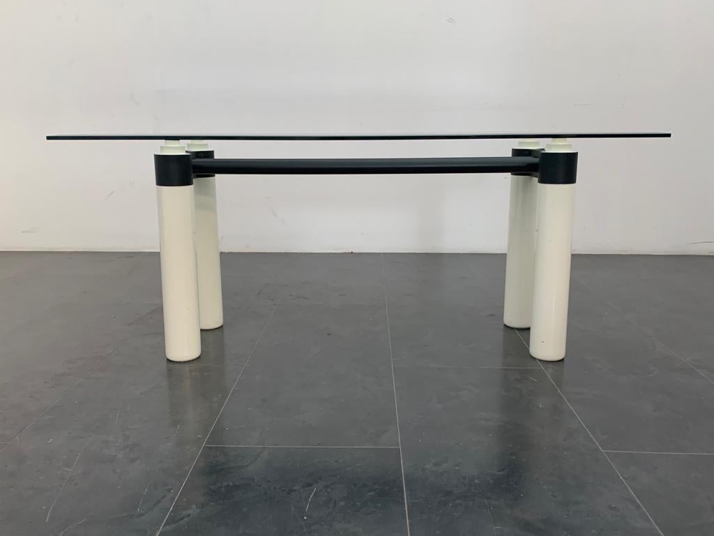 Late 20th Century Lacquered Wood & Painted Metal Dining Table, 1970s For Sale