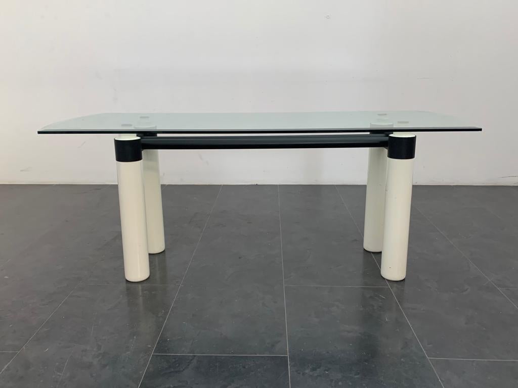 Lacquered Wood & Painted Metal Dining Table, 1970s For Sale 1