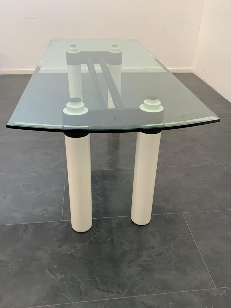 Lacquered Wood & Painted Metal Dining Table, 1970s For Sale 2