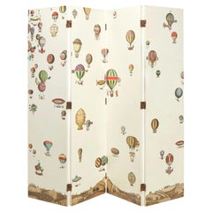 Lacquered Wood "Palloni" Folding Screen by Piero Fornasetti