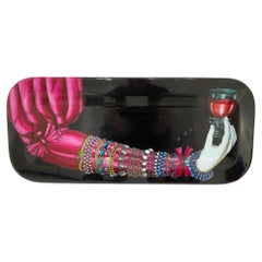 Vintage Lacquered Wood "Rosa" Tray by Pierro Fornasetti