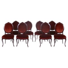 Retro Lacquered Wood Set  / Eight Louis XVI Style Painted  Dining Chairs