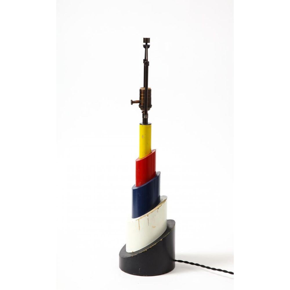 Modern Lacquered Wood Table Lamp, circa 1960 For Sale