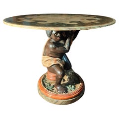 Lacquered wood table, with Venetian blackberry, 19th century