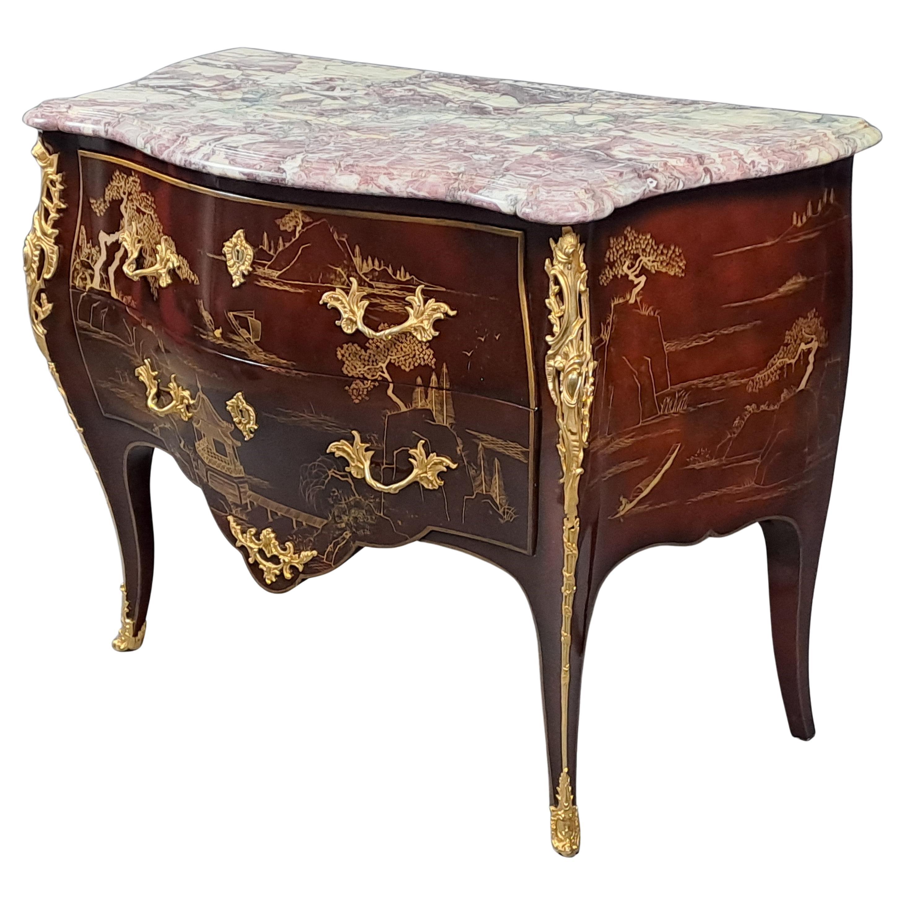 Lacquered Wooden Commode In The Chinese Style