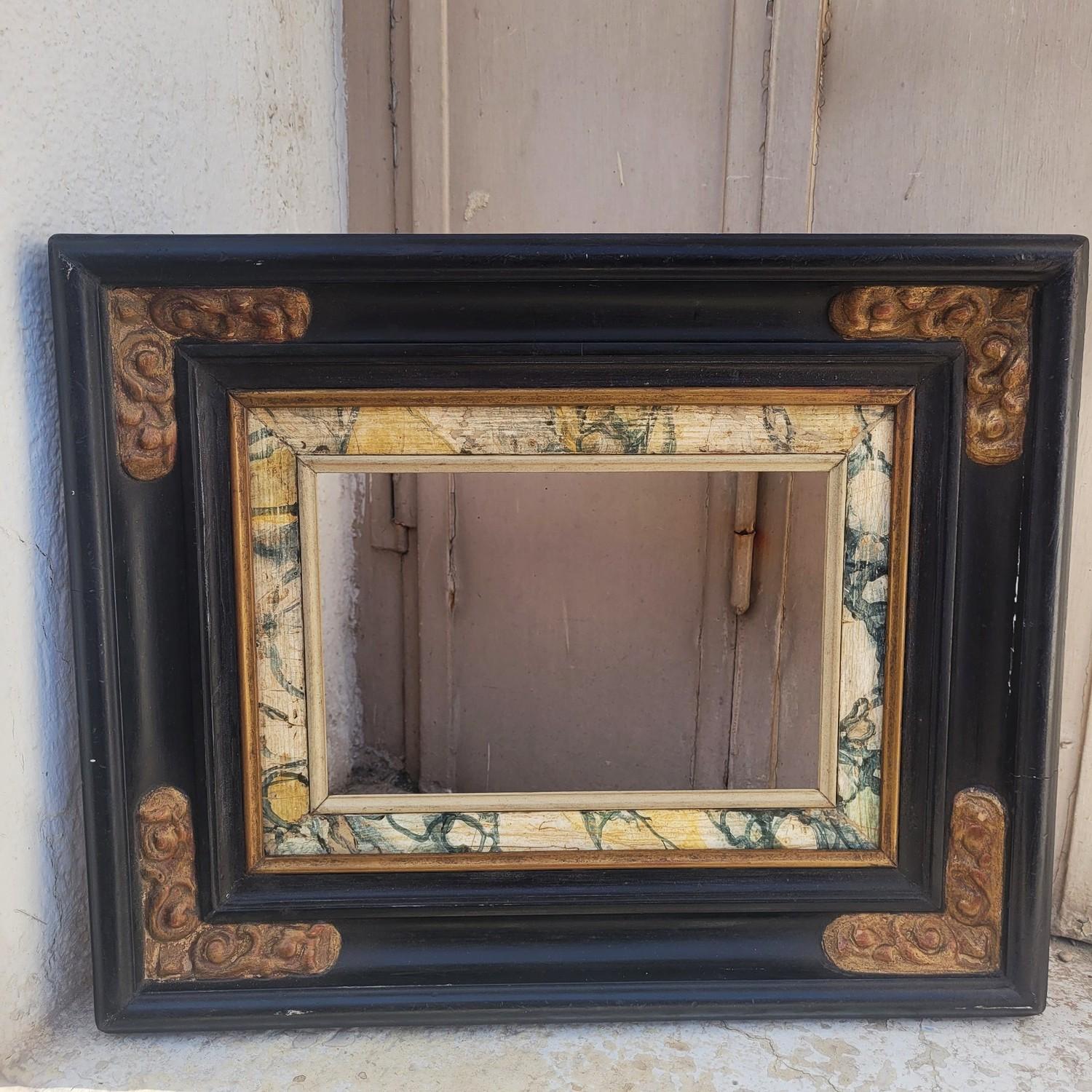 Lacquered Wooden Frame In The Style Of The 17th Century, Italy, Late 19th/early en venta 7