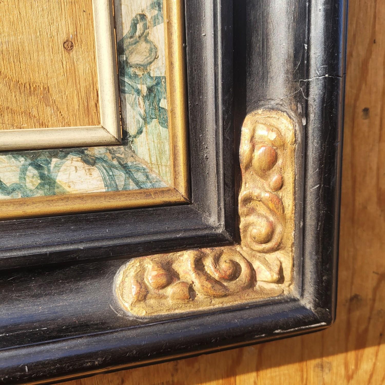 Lacquered Wooden Frame In The Style Of The 17th Century, Italy, Late 19th/early siglo XIX en venta