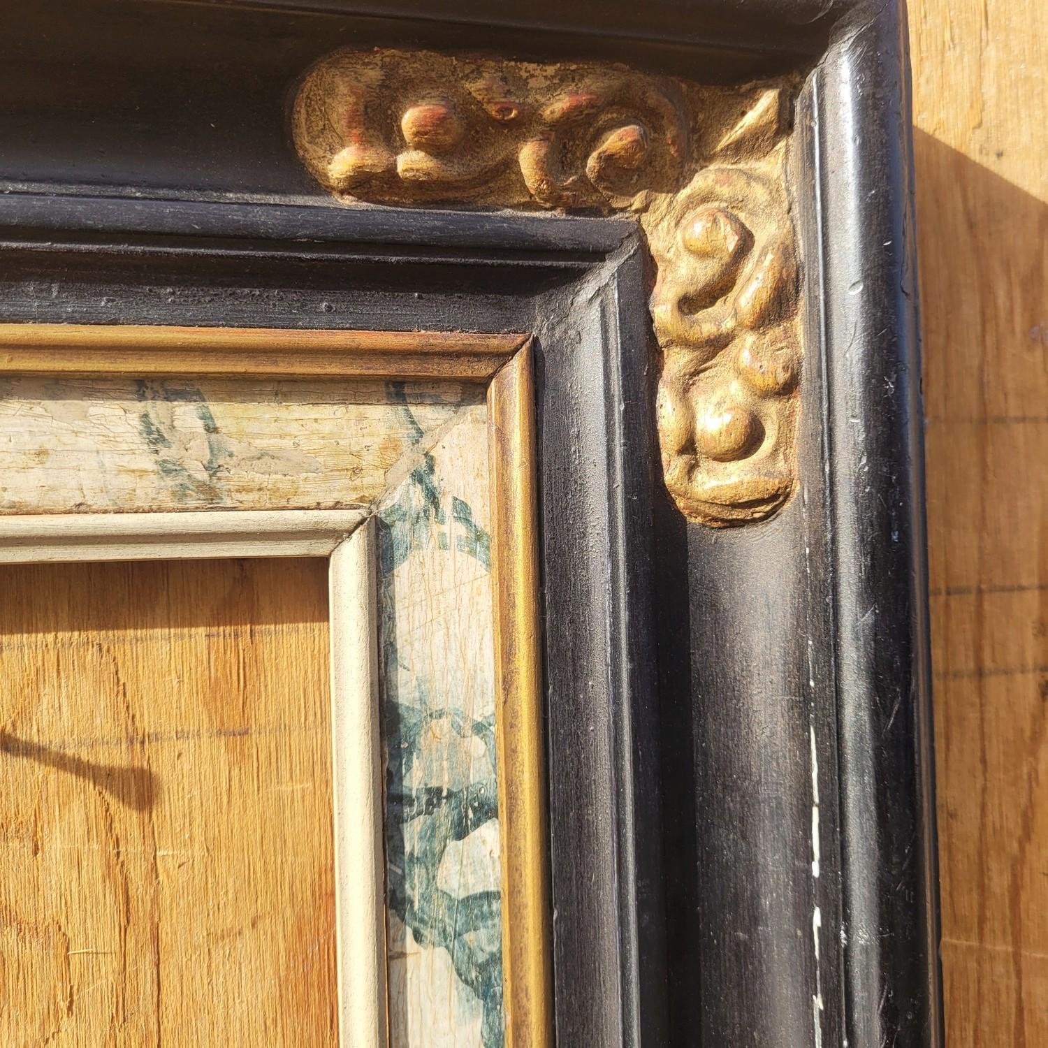 Lacquered Wooden Frame In The Style Of The 17th Century, Italy, Late 19th/early Madera blanda en venta