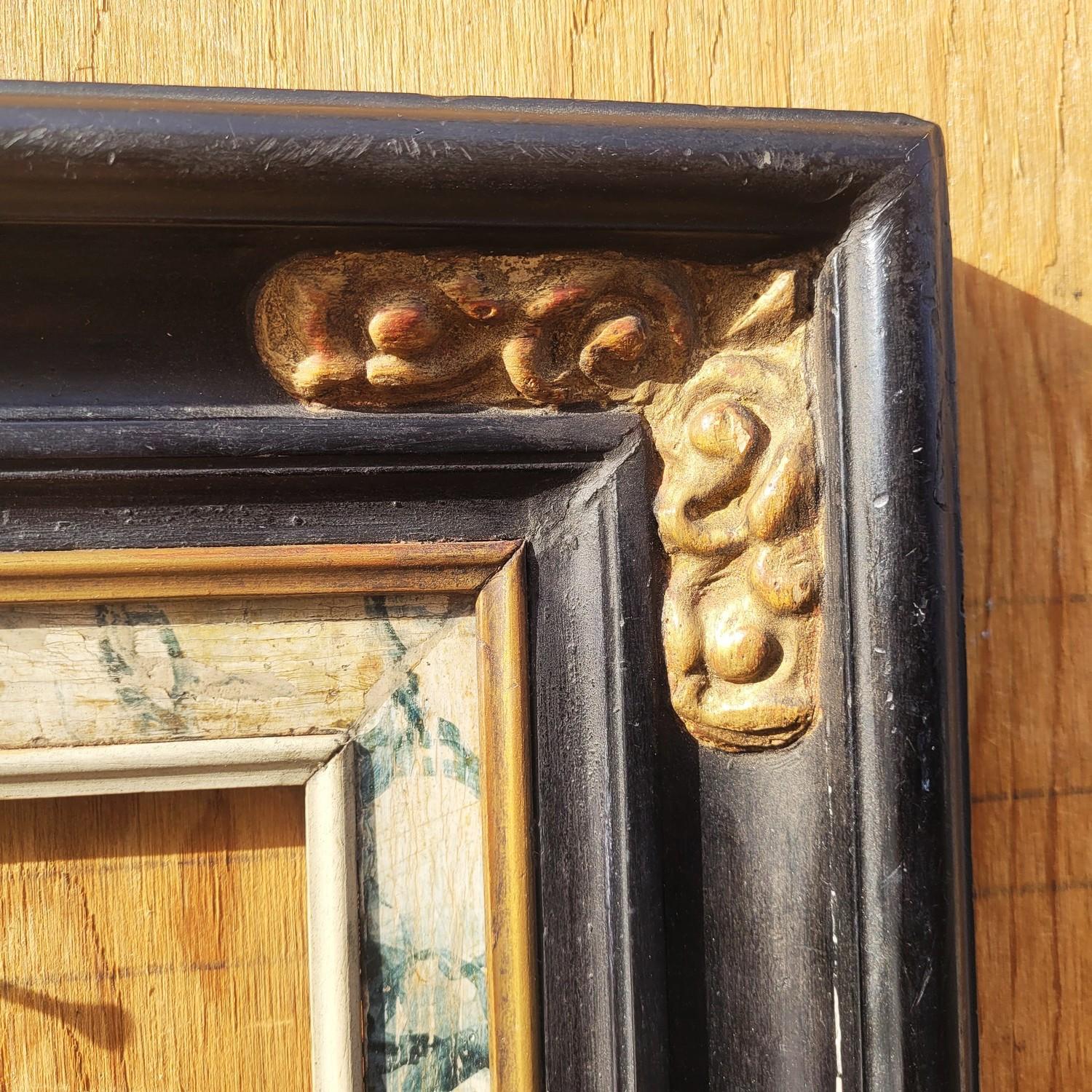 Lacquered Wooden Frame In The Style Of The 17th Century, Italy, Late 19th/early en venta 1