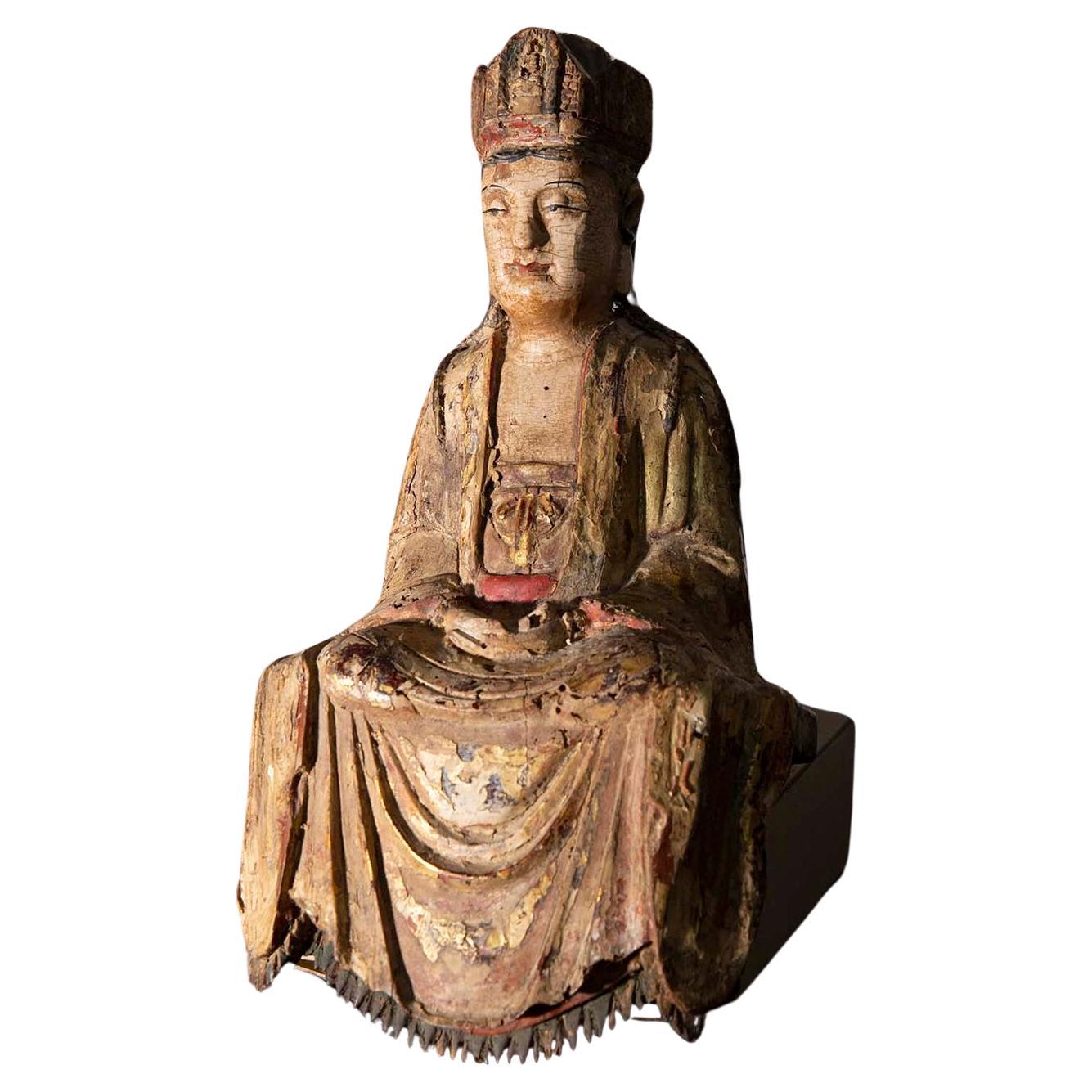 Estatua de madera policromada que representa a Guanyin Bodhisattva, Ming, siglo XVI