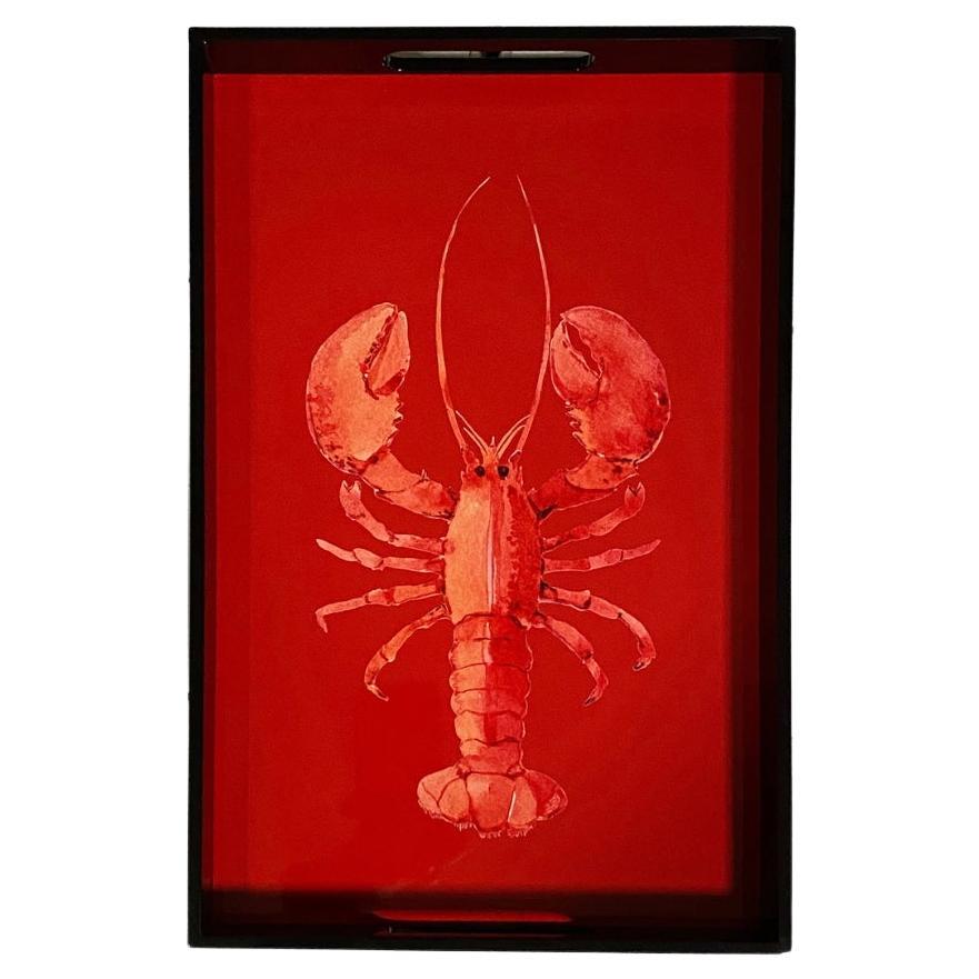 Lacquered Wooden Tray with Handles – Lobster