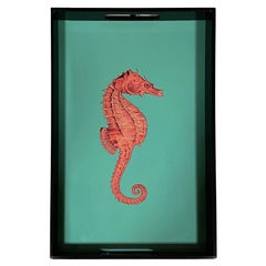 Lacquered Wooden Tray with Handles – Seahorse