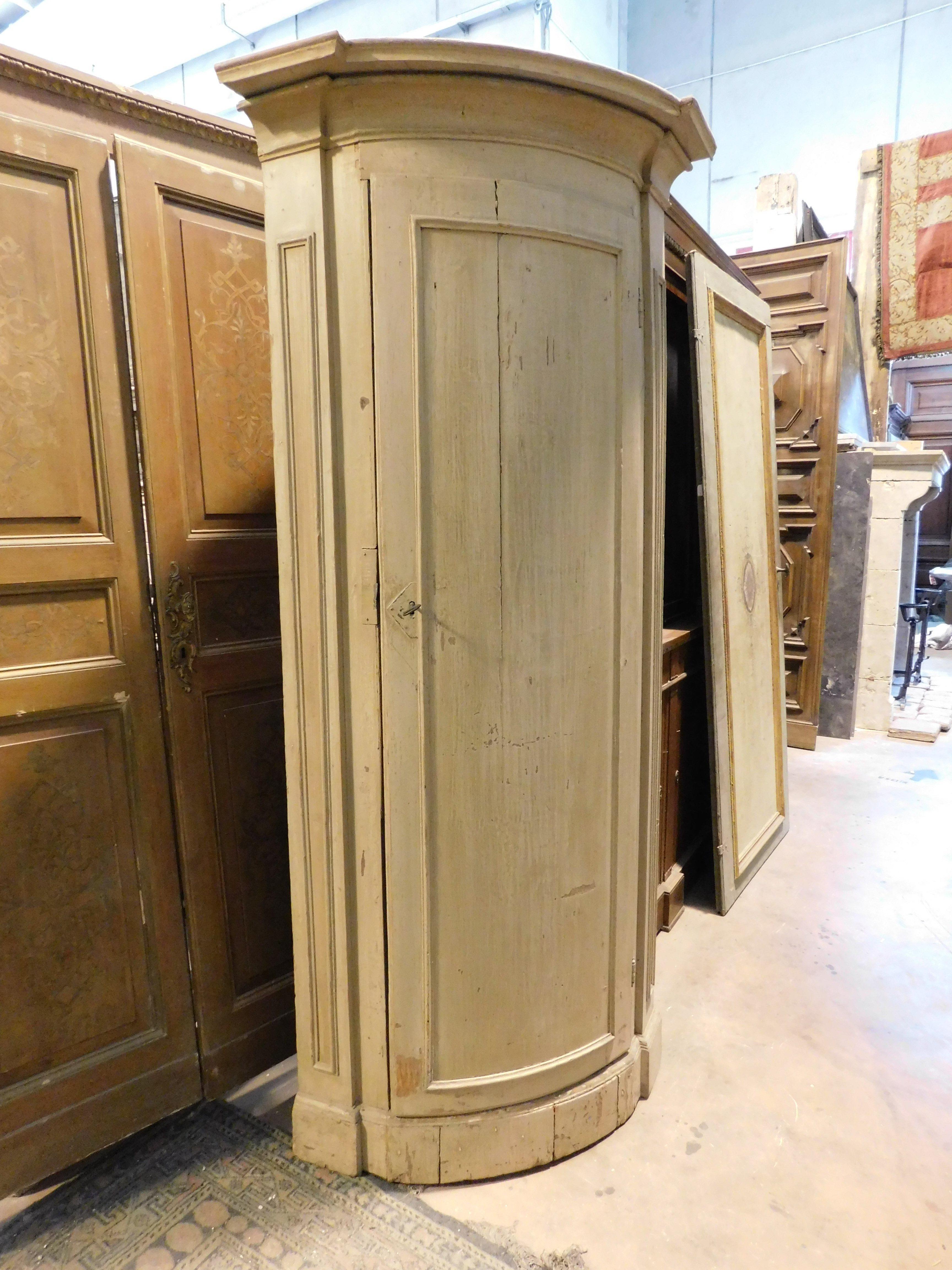 Italian Lacquered wooden wardrobe corner, light green, Italy  For Sale