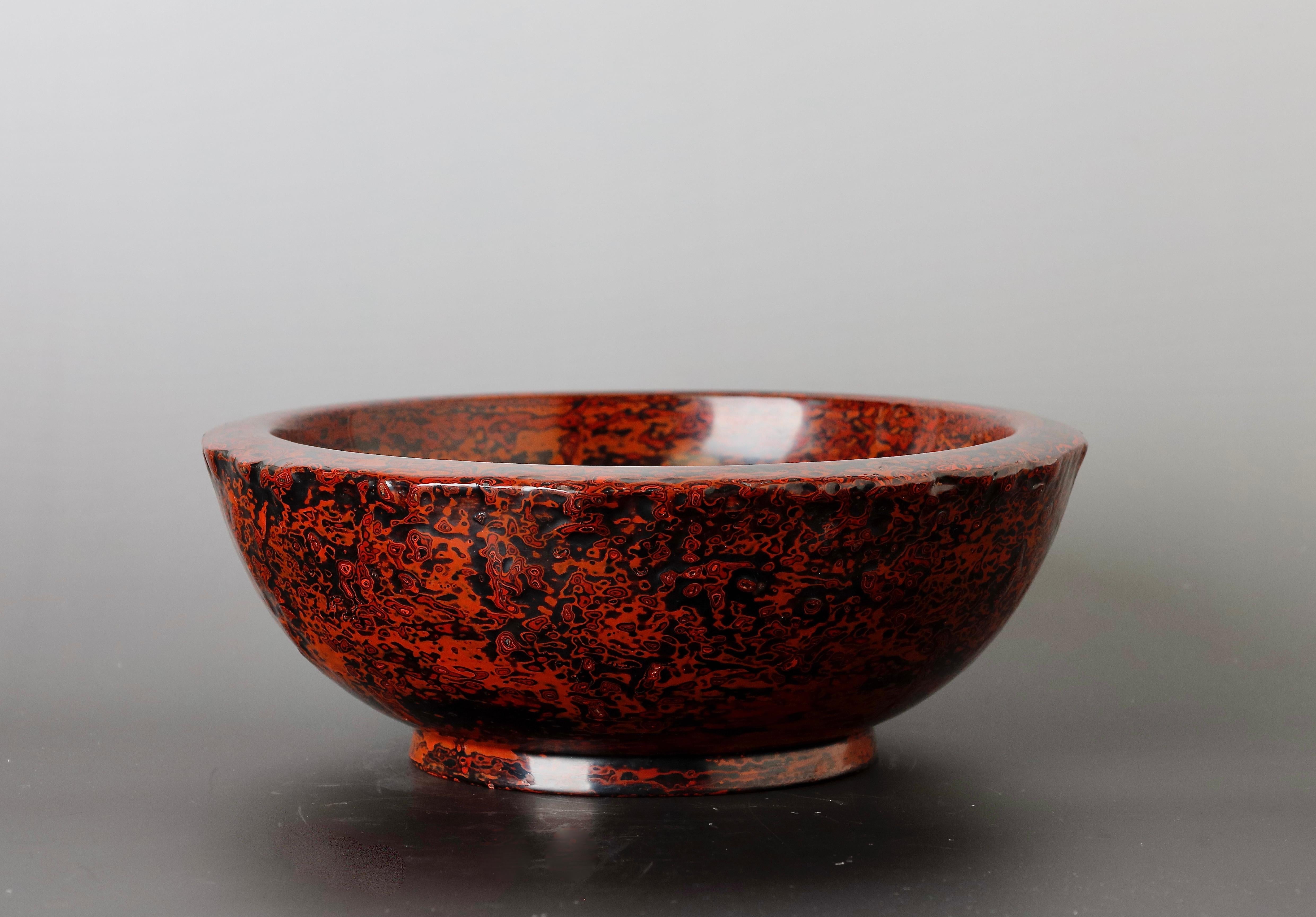 Hand-Painted Lacquered Worker Bowl Kanshitsu Bachi, Showa Period, 20th Century For Sale