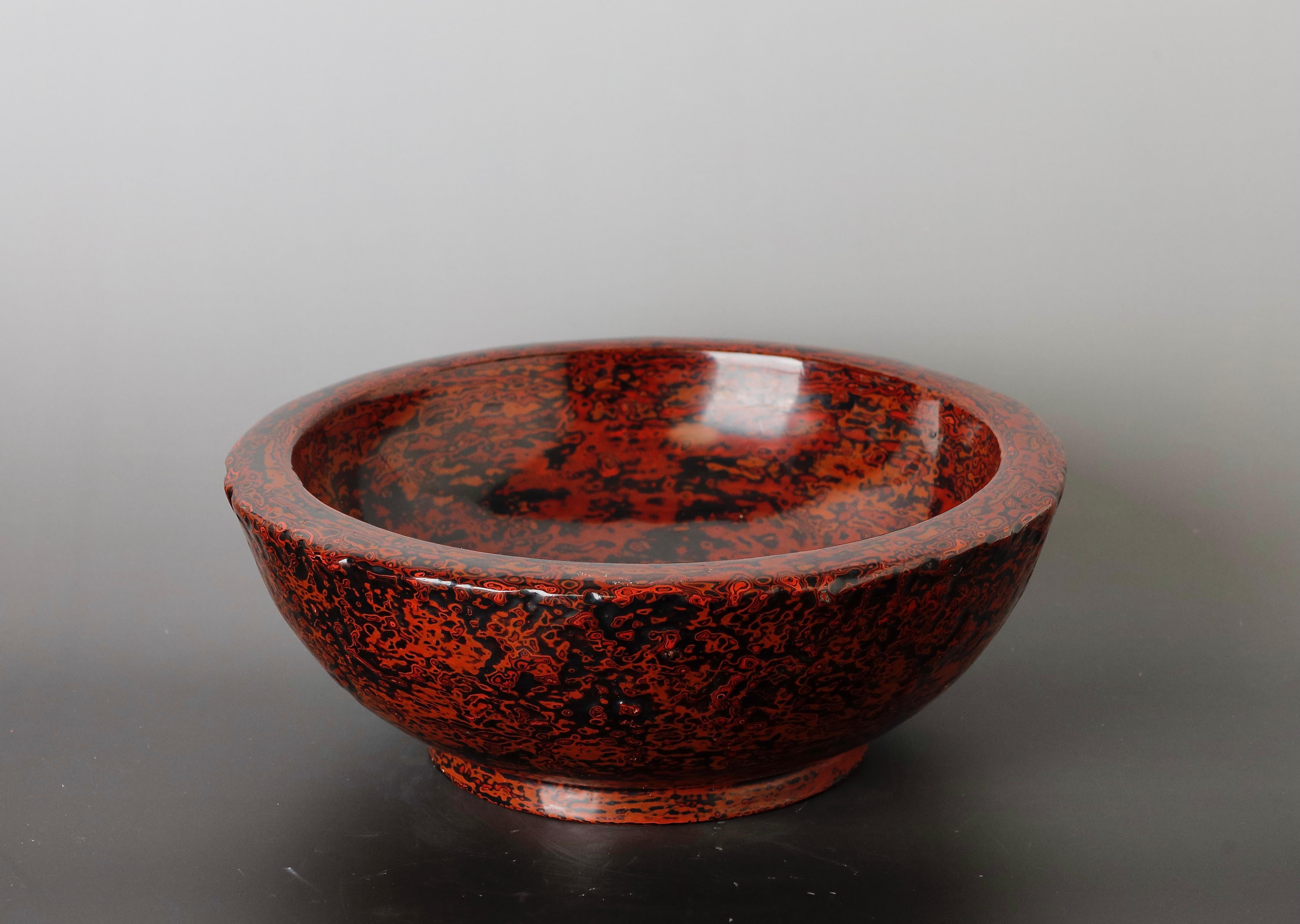 Wood Lacquered Worker Bowl Kanshitsu Bachi, Showa Period, 20th Century For Sale