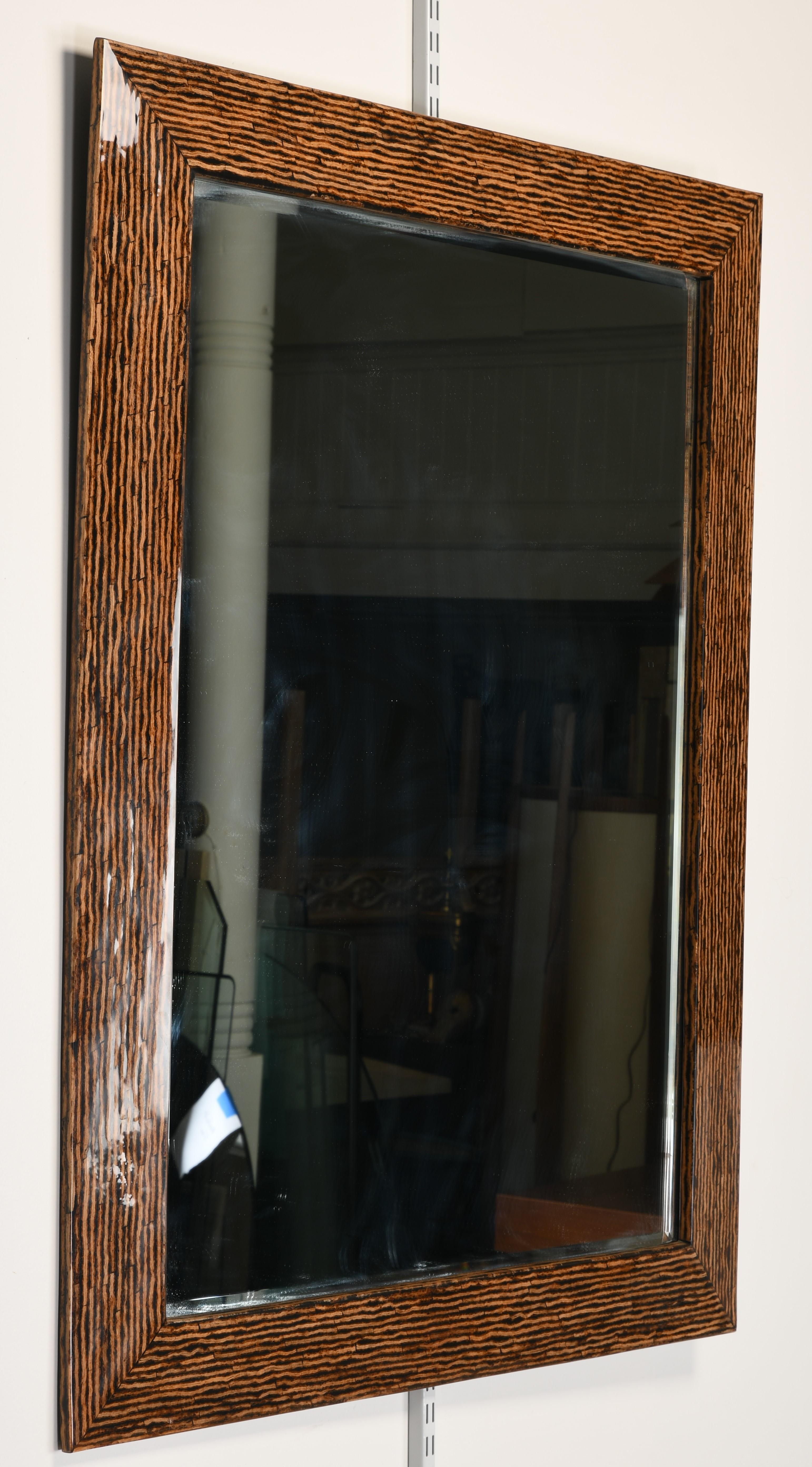 Modern Lacquered Zebra Wood Mirror in the Manner of Karl Springer, 1980s