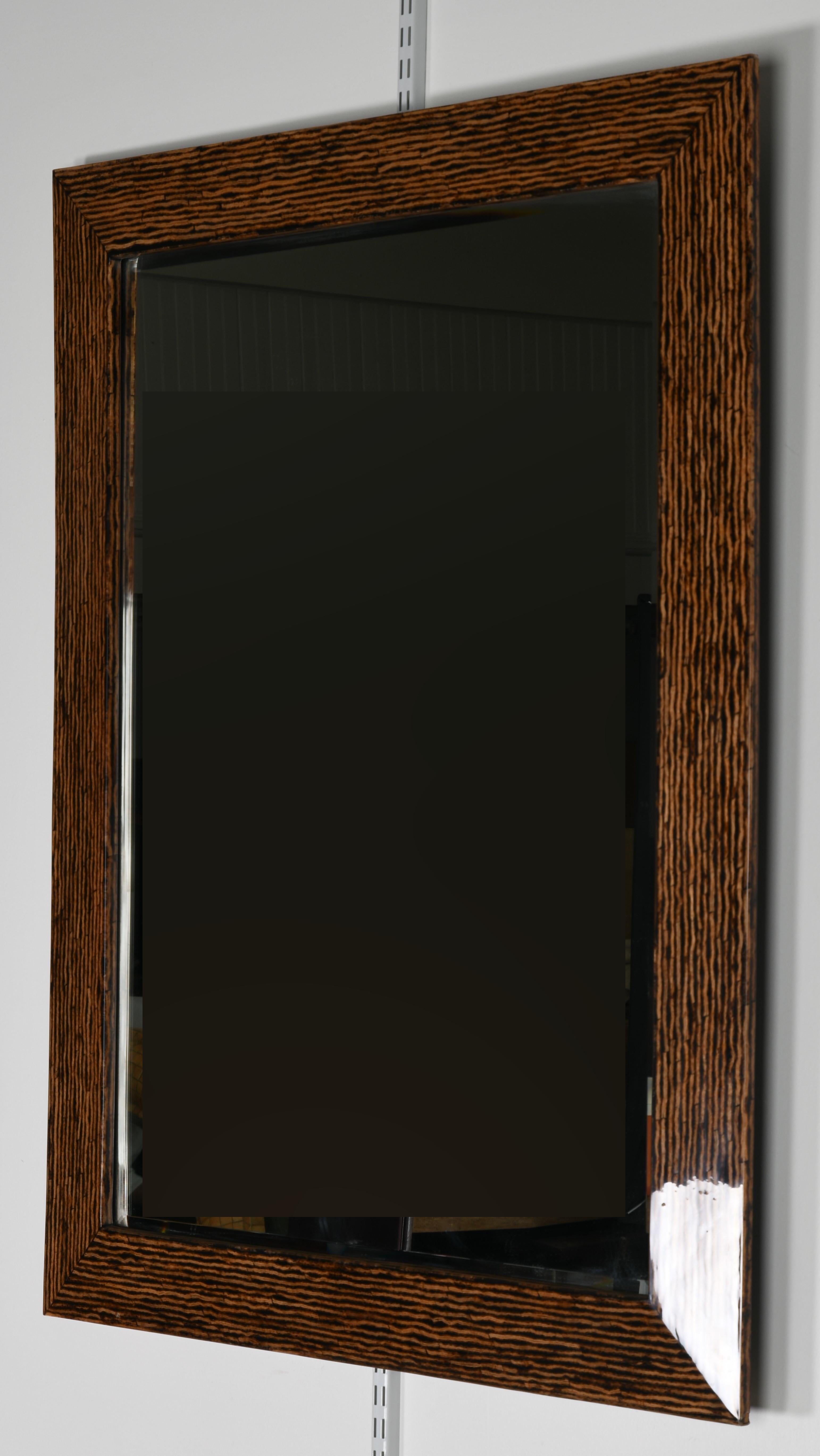 Late 20th Century Lacquered Zebra Wood Mirror in the Manner of Karl Springer, 1980s