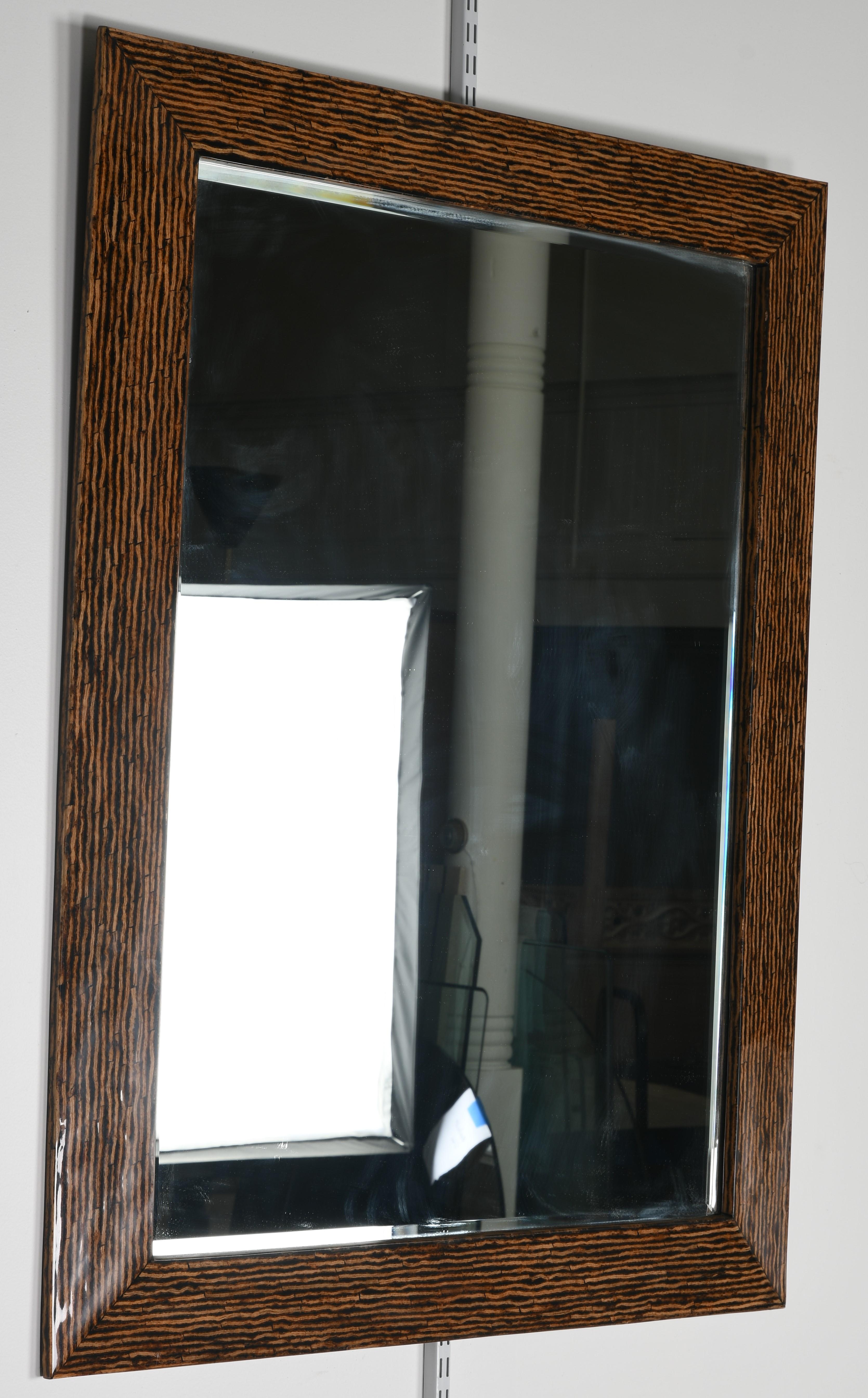 Lacquered Zebra Wood Mirror in the Manner of Karl Springer, 1980s 1