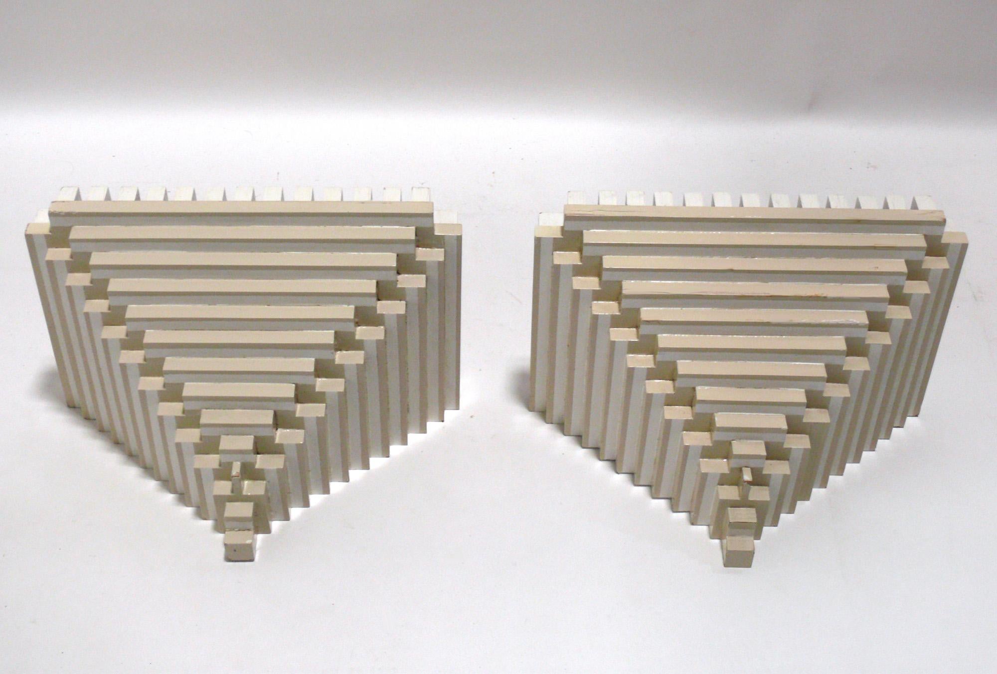 American Lacquered Ziggurat Form Wall Shelves or Sconces For Sale