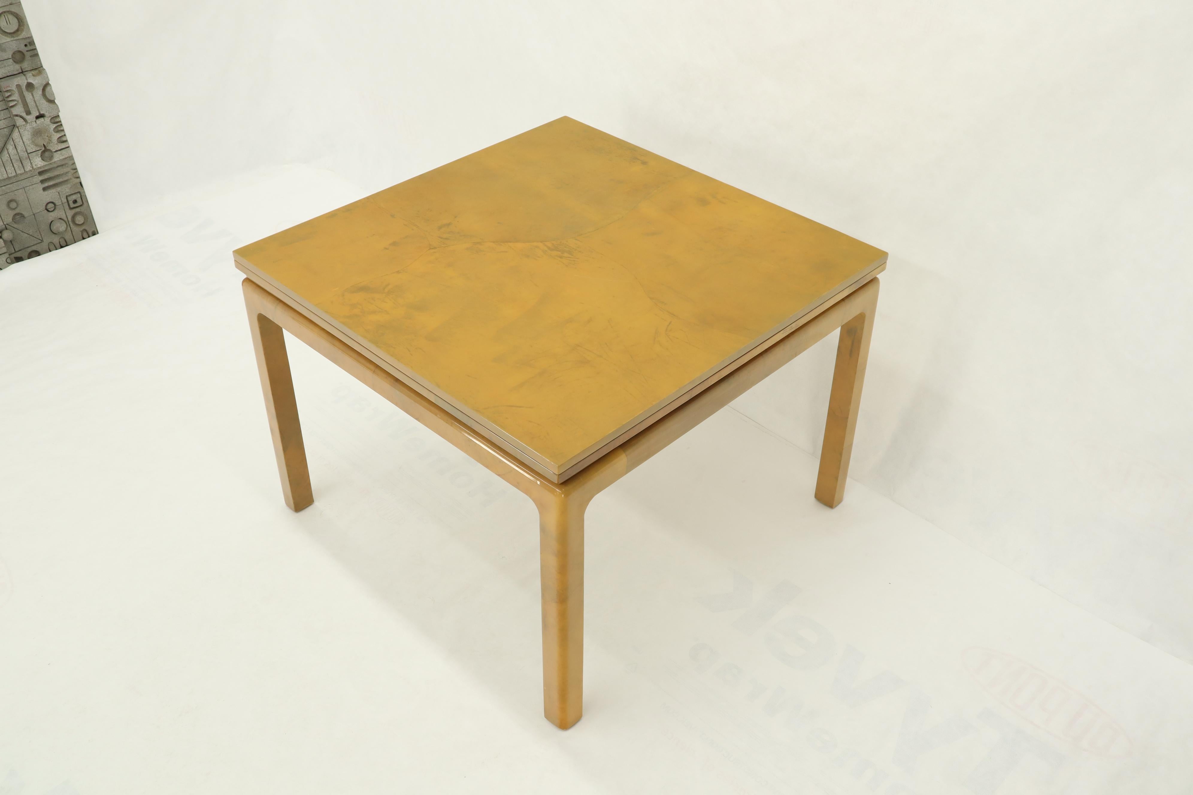 Mid-Century Modern Lacqured GoatSkin Parchment Square Flip Top Dining Table 