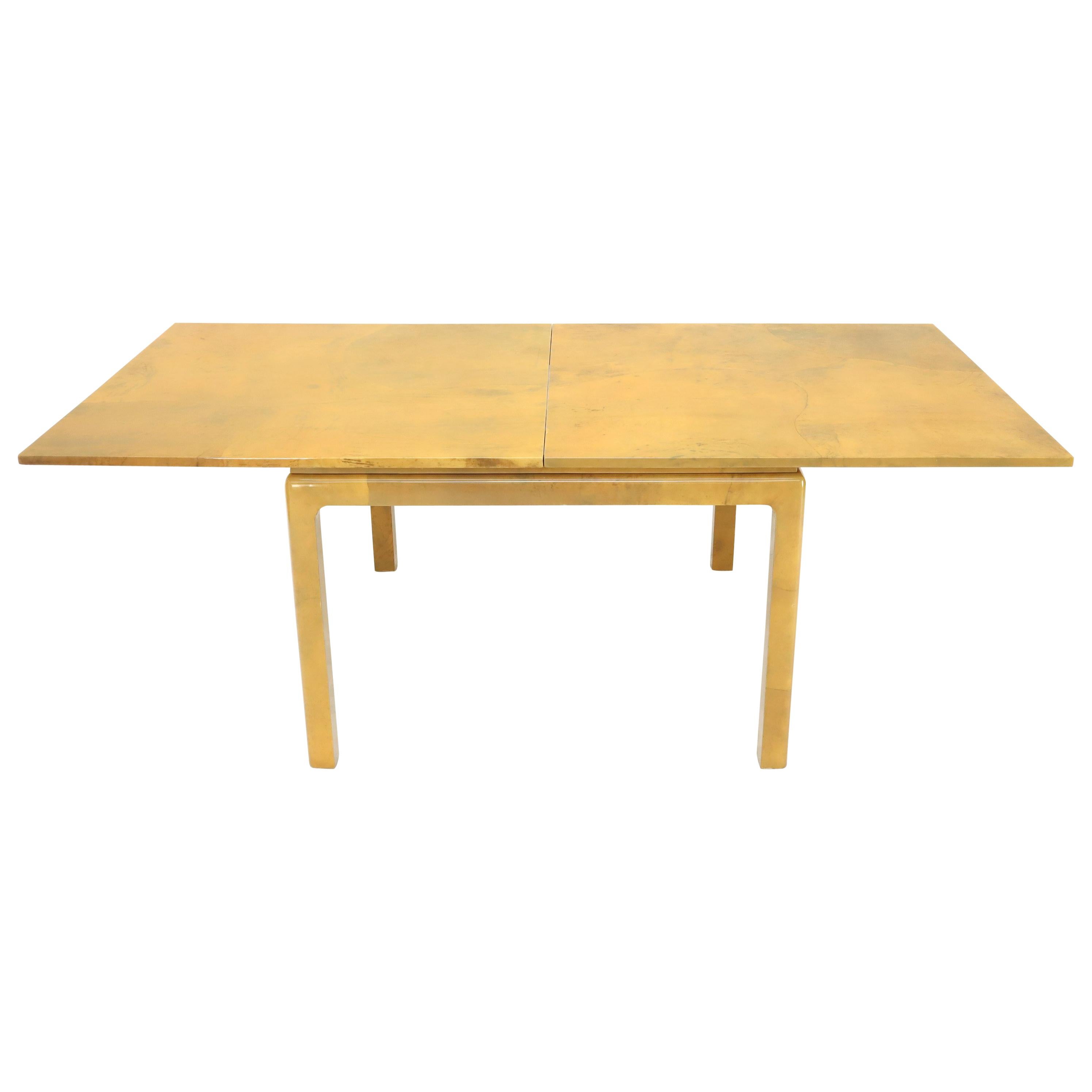 Lacqured GoatSkin Parchment Square Flip Top Dining Table 