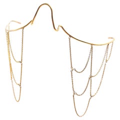 Lacrima Celeste Face Jewel in 18k Yellow Gold with Diamonds by Moncomble Paris