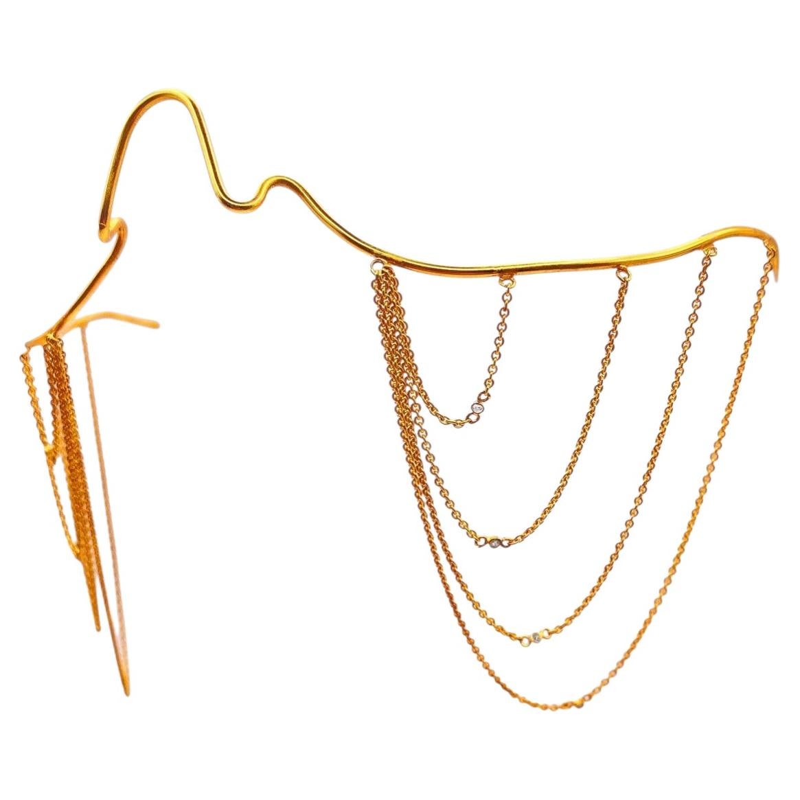 Lacrima Oasis Face Jewell in oro giallo 18 carati con diamanti di Moncomble Paris