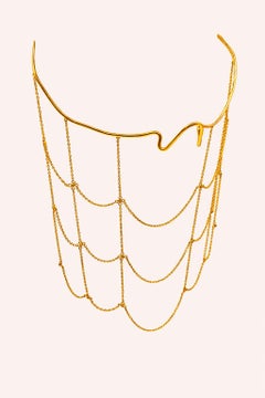 Jewell de visage Lacrima Terrassa en or jaune 18 carats serti de diamants, par Moncomble Paris