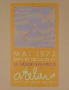 Vintage 1973 After LaCroix 'Expo de Gravures de la Guilde Graphique' Yellow Serigraph