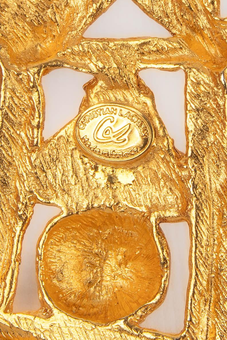 Women's Lacroix Cross Brooch in Golden Metal
