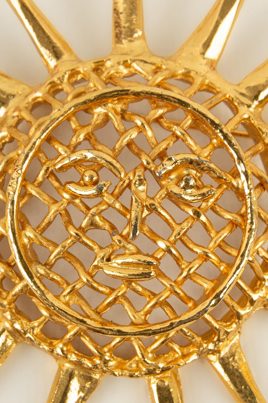 Women's Lacroix Gold-Plated Sun-Shaped Brooch For Sale