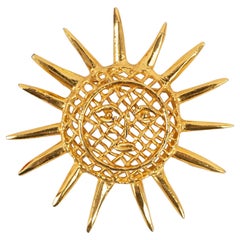 Lacroix Vergoldete Brosche in Sonnenform