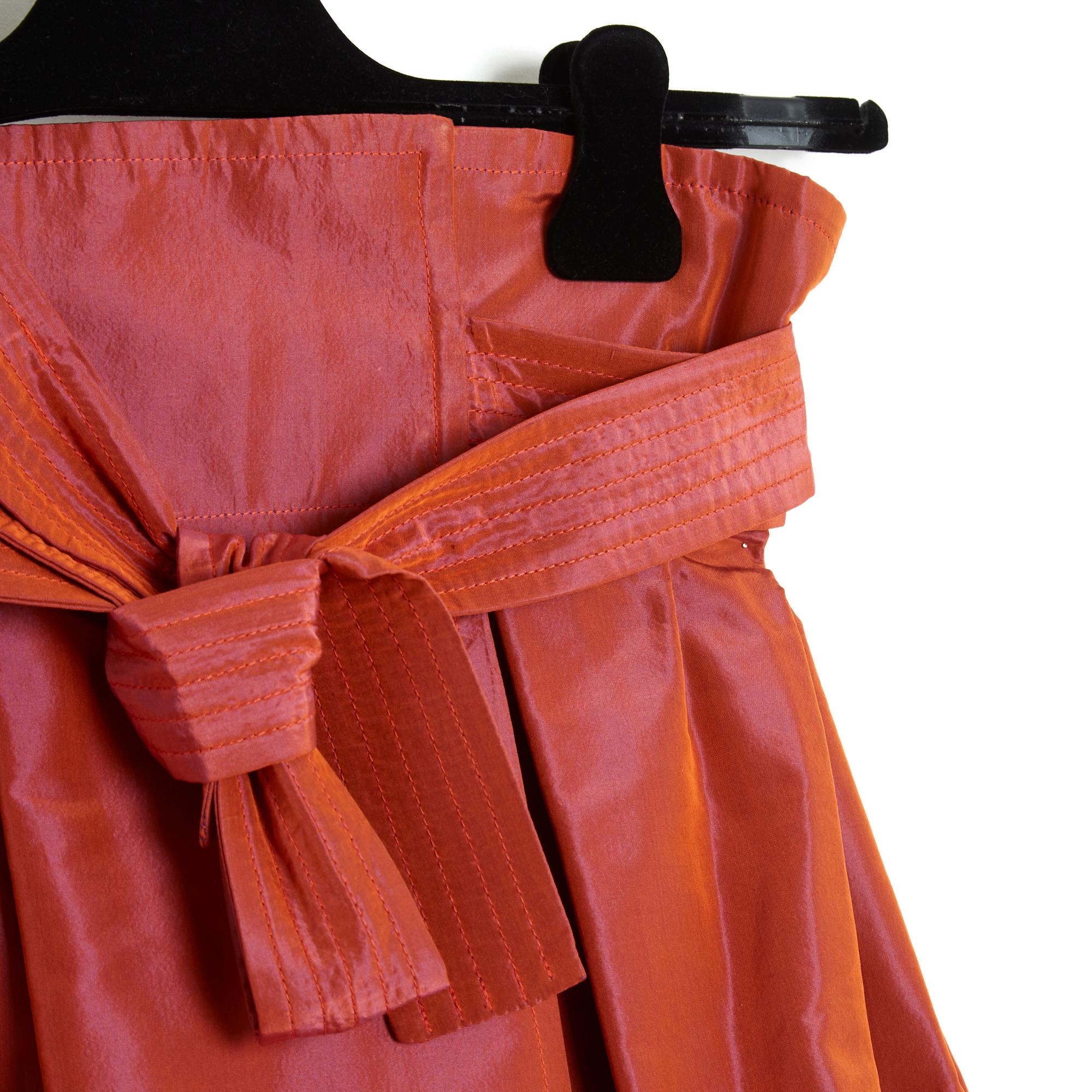 Red Lacroix Haute Couture silk Faille Skirt FR38/40