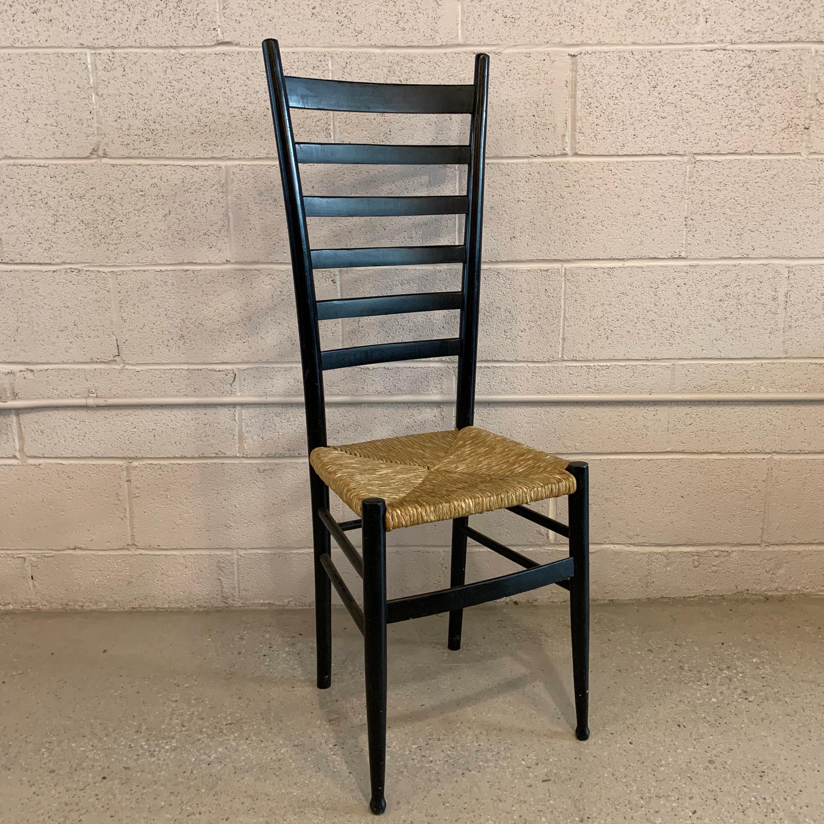 Mid-Century Modern Ladder Back Accent Side Chair in the Style of Gio Ponti