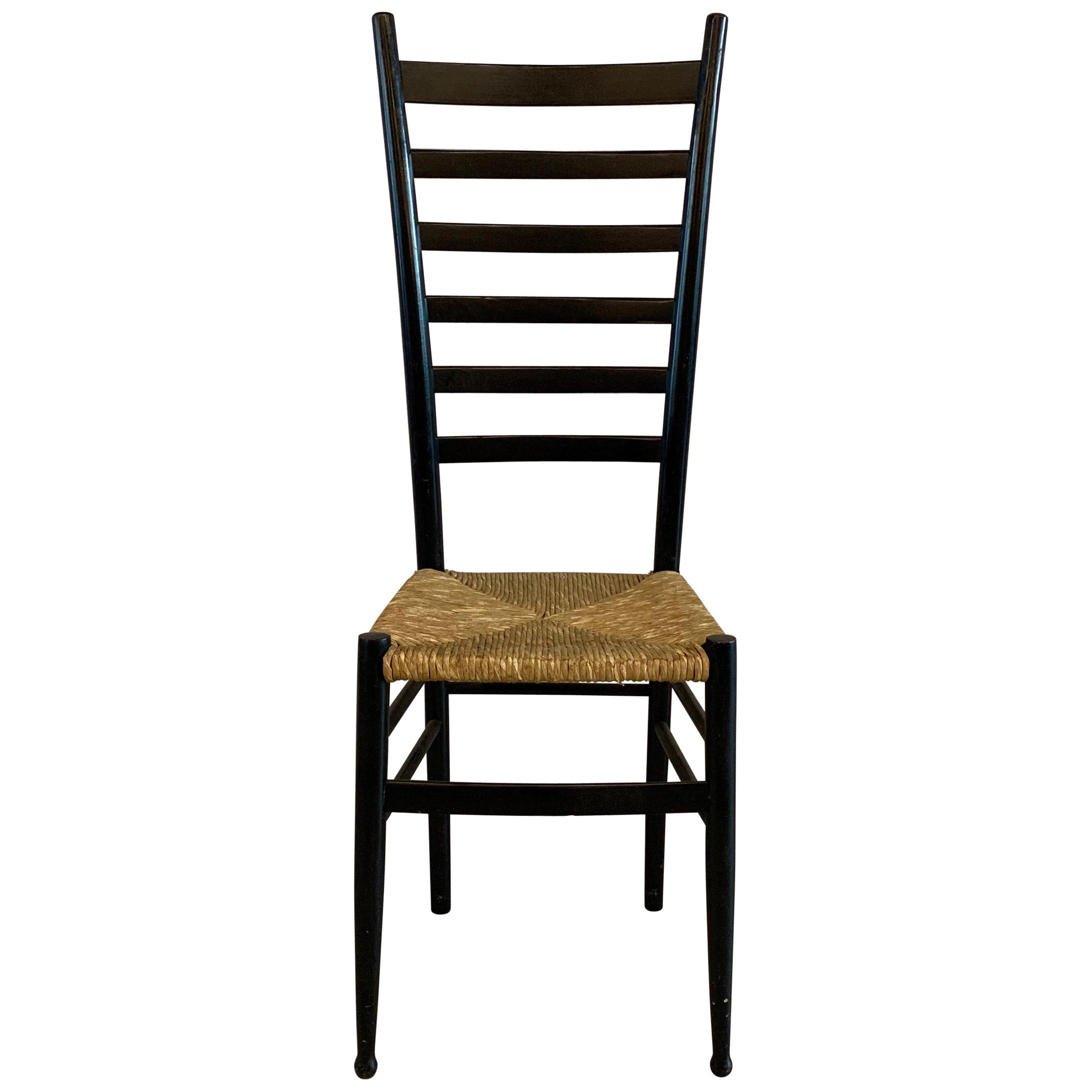 Ladder Back Accent Side Chair in the Style of Gio Ponti