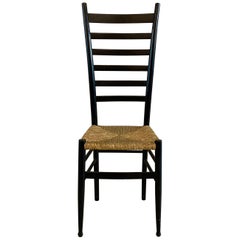 Ladder Back Accent Side Chair in the Style of Gio Ponti